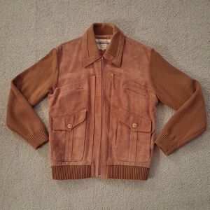 SOLD Vintage WINDBREAKER Suede Knit Bomber Jacket - 100% Cow Hide